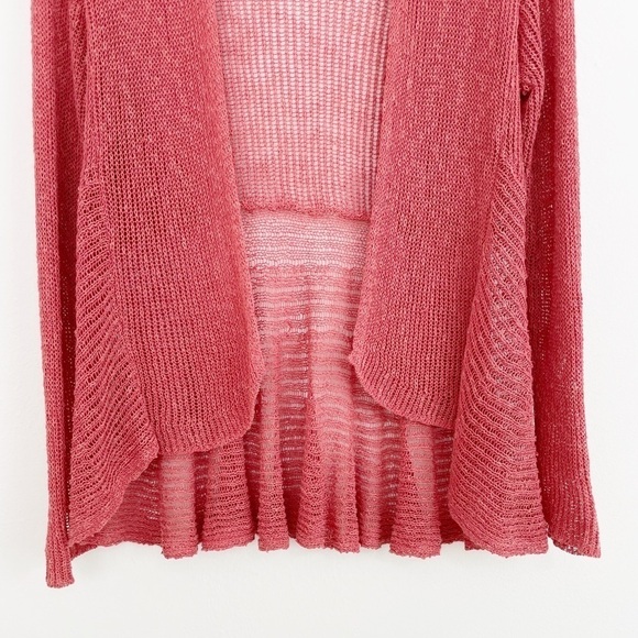 Eileen Fisher Coral Loose Knit Linen Blend Peplum Cardigan Sweater Size Small - Picture 4 of 15